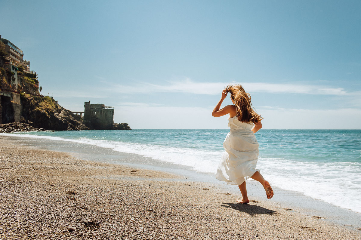 Relax on the Maiori Beach at Amalfi Coast of Italy