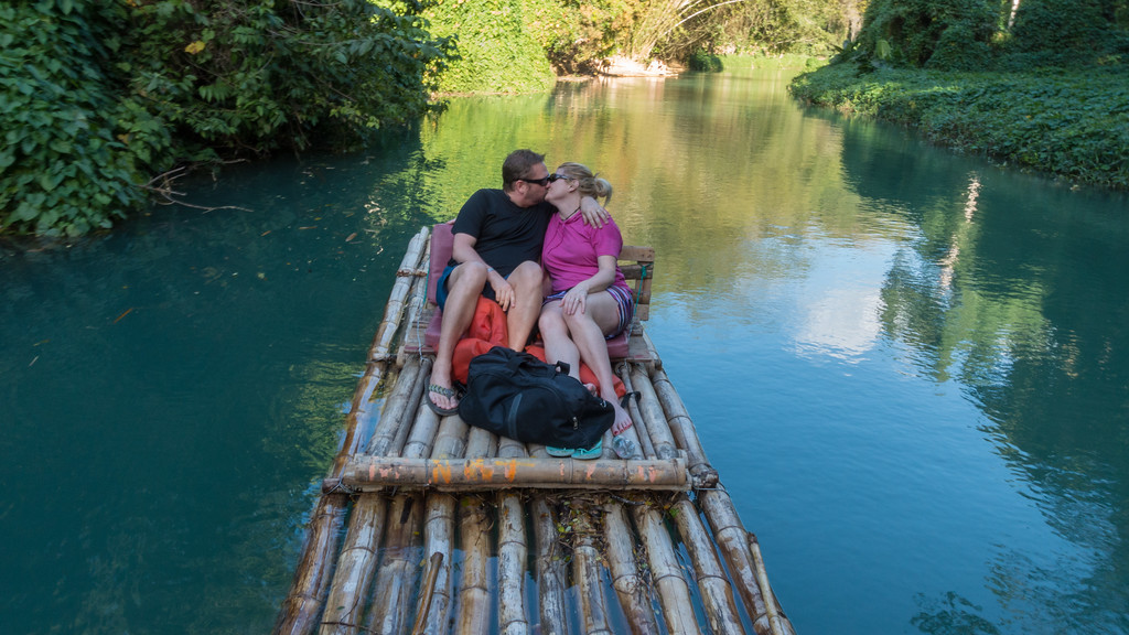Couple Enjoying Bamboo Rafting at Martha Brae River